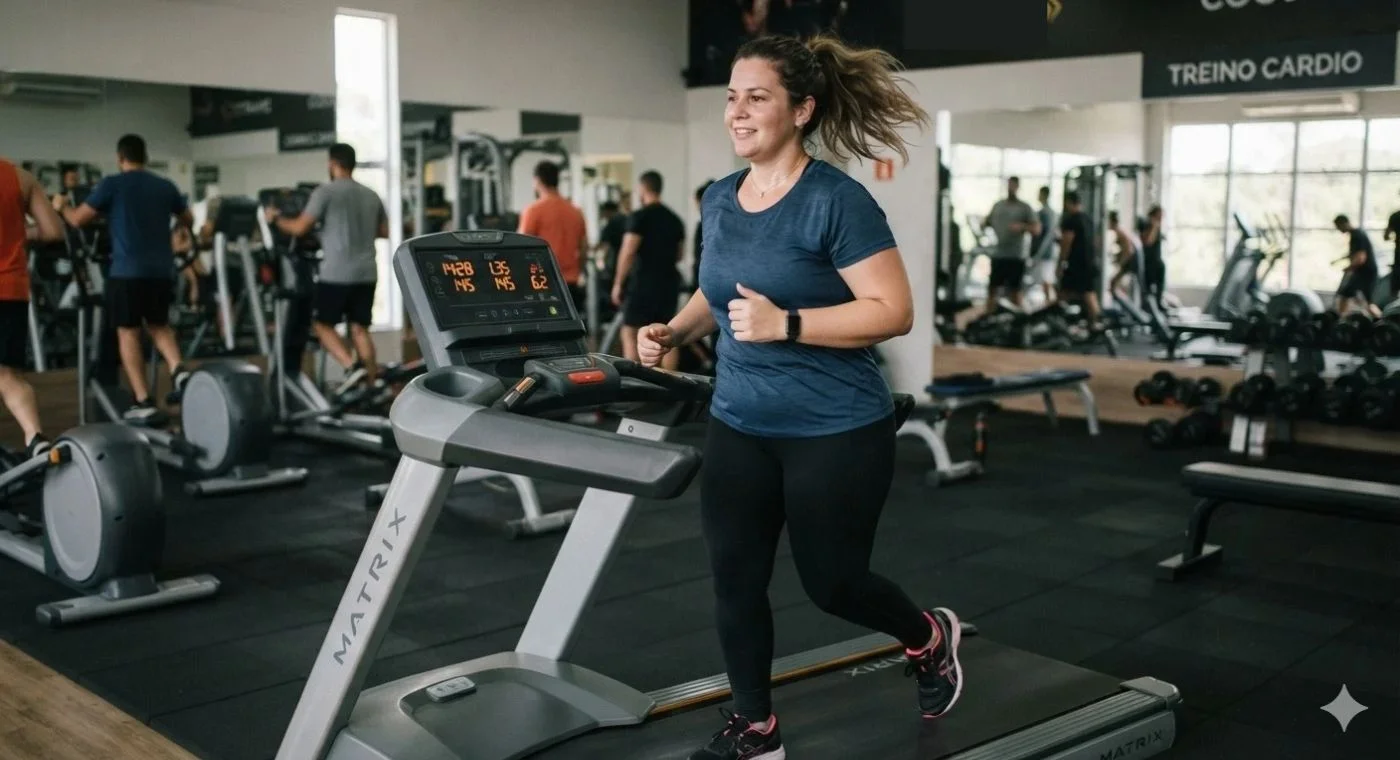 mulher treinando na esteira